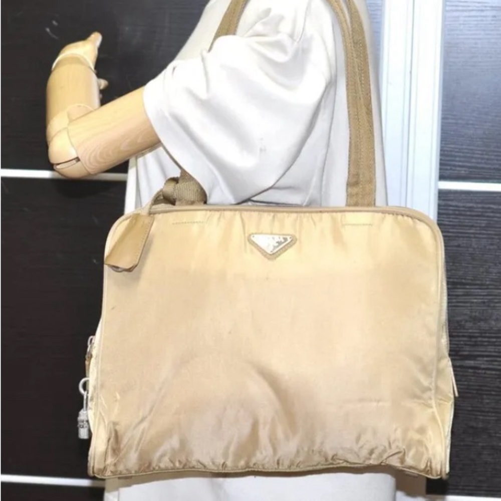 PRADA Vintage Nylon Tessuto Leather Shoulder Hand Bag Brown - Picture 13 of 14